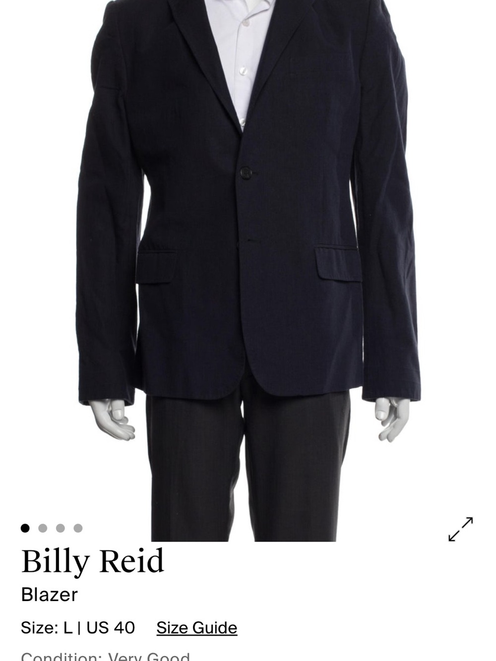 Billy Reid Dark Navy Single-Breasted Blazer